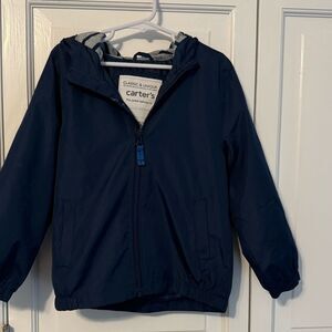 Like New Kids 5T Carters Windbreaker w/cozy striped hood.All Season,all weather.